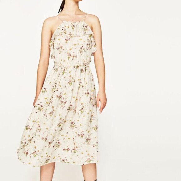 Zara Ditsy Floral Midi Dress - Picture 1 of 9